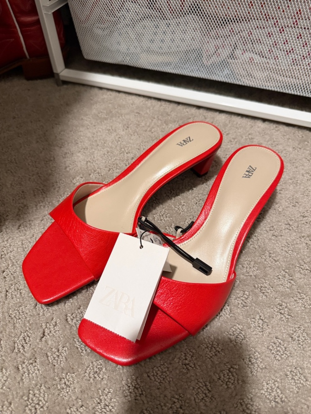 Zara Orange Square-Toe Low Heel Slides